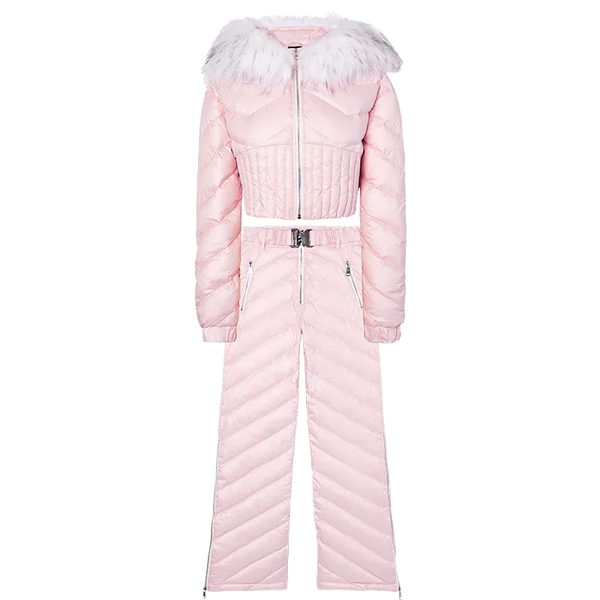 Blush Pink Quilted Two-Piece Ski Suit - Girlgeous